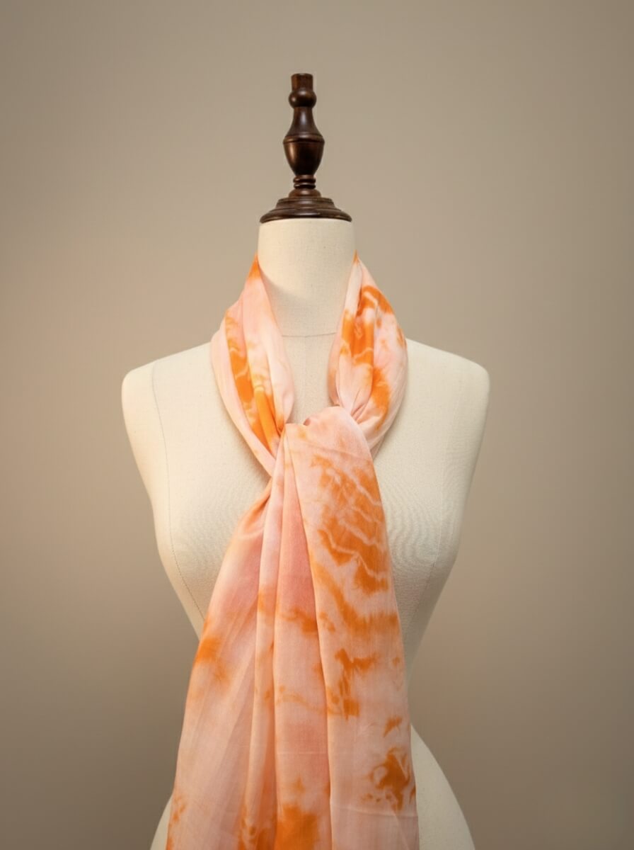 khăn lụa tơ tằm Mây Cam với kỹ thuật nhuộm loang thủ công