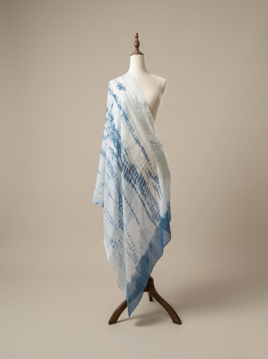 Khăn lụa tơ tằm Nhịp Sóng nhuộm loang thủ công phong cách Luata Silk