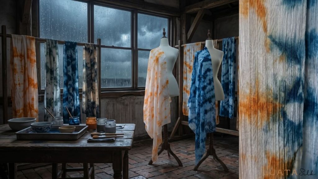 Khăn Lụa Tơ Tằm Vân Sắc | Bầu Trời Chiều Thu Nhỏ Trên Khung Cửi