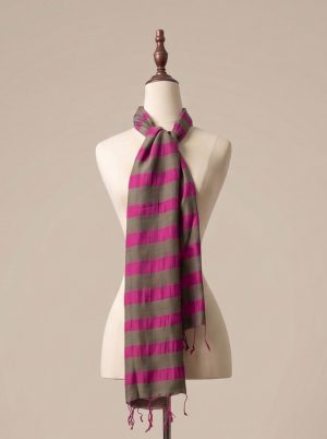 Khăn Choàng Lụa Liên Diệp Thanh An lụa sọc tự nhiên Luata Silk