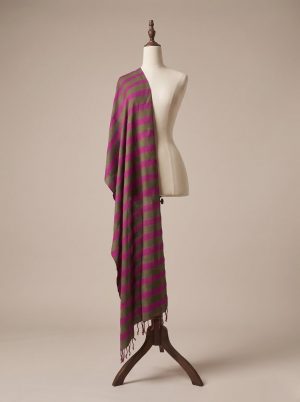 Khăn Choàng Lụa Liên Diệp Thanh An lụa sọc tự nhiên Luata Silk