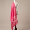 Khăn Choàng Lụa Tơ Tằm Hồng Liên nhuộm loang vân thủ công Luata Silk