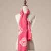 Khăn Choàng Lụa Tơ Tằm Hồng Liên nhuộm loang vân thủ công Luata Silk