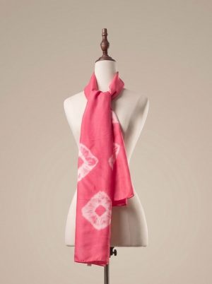 Khăn Choàng Lụa Tơ Tằm Hồng Liên nhuộm loang vân thủ công Luata Silk